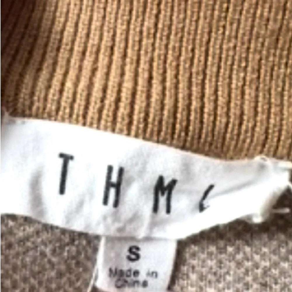 THML Pullover Sweater Gold Gray Animal Print Leopard Zebra Tight Knit Small